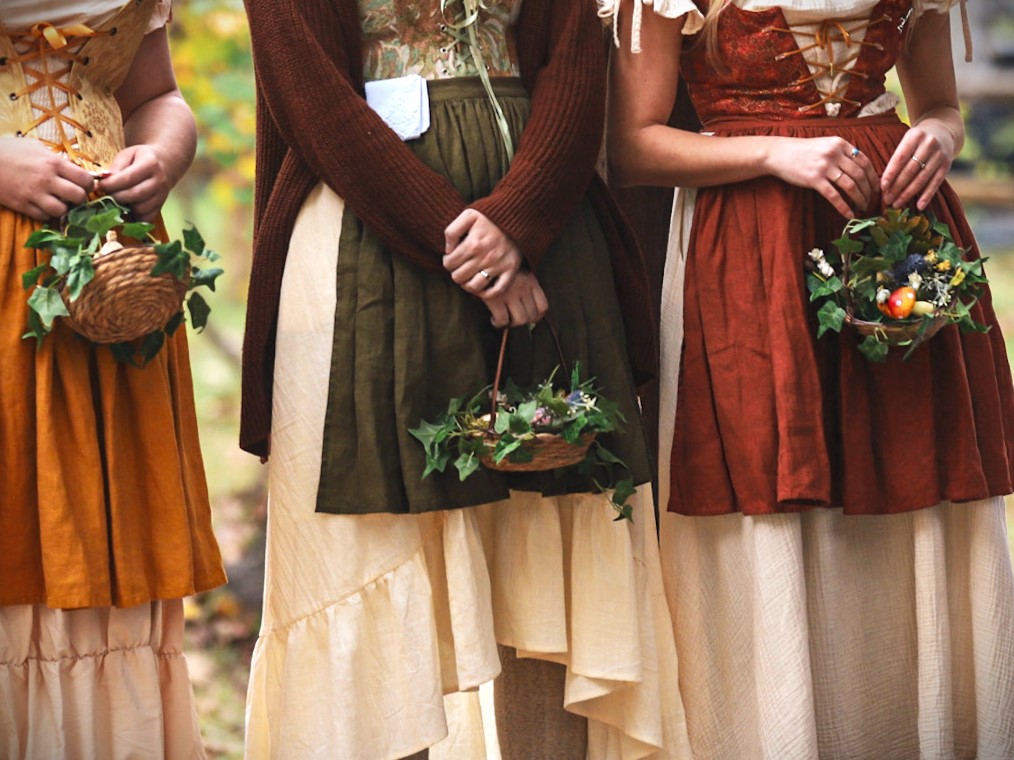 Bridal Party Holding Handbaskets Front